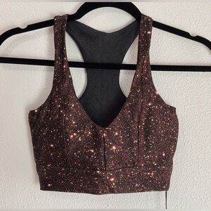 WEAR IT TO HEART XS BROWN W/ SPARKLES SPORT BRA ATHLETIC NWT #53